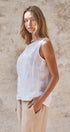 Minimal Muse Linen Sleeveless Top in WHITE - Women's Fashion | Urban Daizy