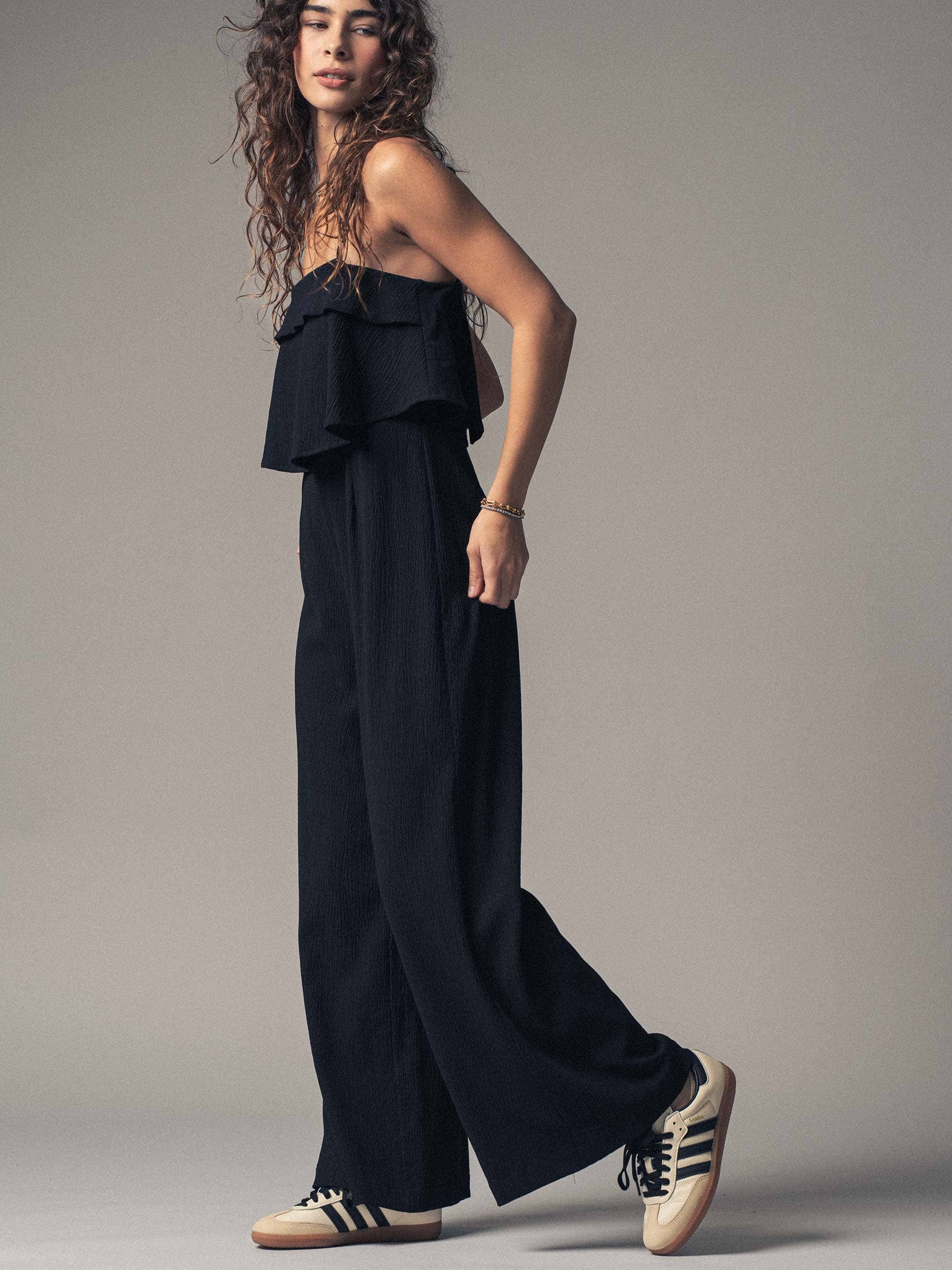 Urban Daizy Ruffled Bodice Wide Leg Jumpsuit Pink Jumpsuit - Women's (UDZ-JR-00021) – alternate view 29