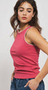 Urban Daizy Contrast Trim Ribbed Minimalist Statement Tank Top Berry-Pink Tank Top - Women's (UDZ-TP-00498) – alternate…
