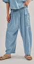 Washed Utility Wide-Leg Pants in CHAMBRAY - Women's Casual Pants | Urban Daizy