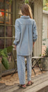 Urban Daizy Oversized Acid Wash Cotton Button Down Shirt Lt-Blue Button Down Shirt - Women's (TNTP4021-Lt-Blue) – alternate view 6