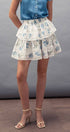 Urban Daizy Blue Rose Print Lace Trim Double Tiered Mini Skirt Ivory Skirt - Women's (UDZ-AC-00158) – alternate view 6