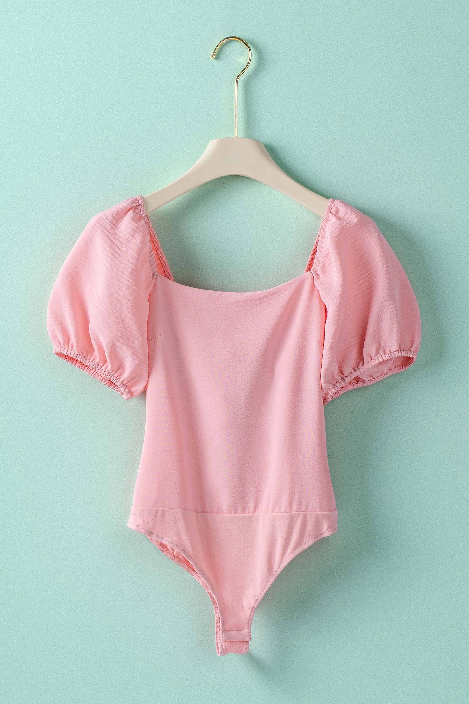 Urban Daizy Open Back Bow Tie Puff Sleeve Textured Bodysuit Black Bodysuit - Women's (TNTP3996) – alternate view 14