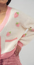 Urban Daizy Romantic Strawberry Embroidered V Neck Chunky Sweater Pink Cardigan - Women's (UDZ-KN-00160) – alternate view 9