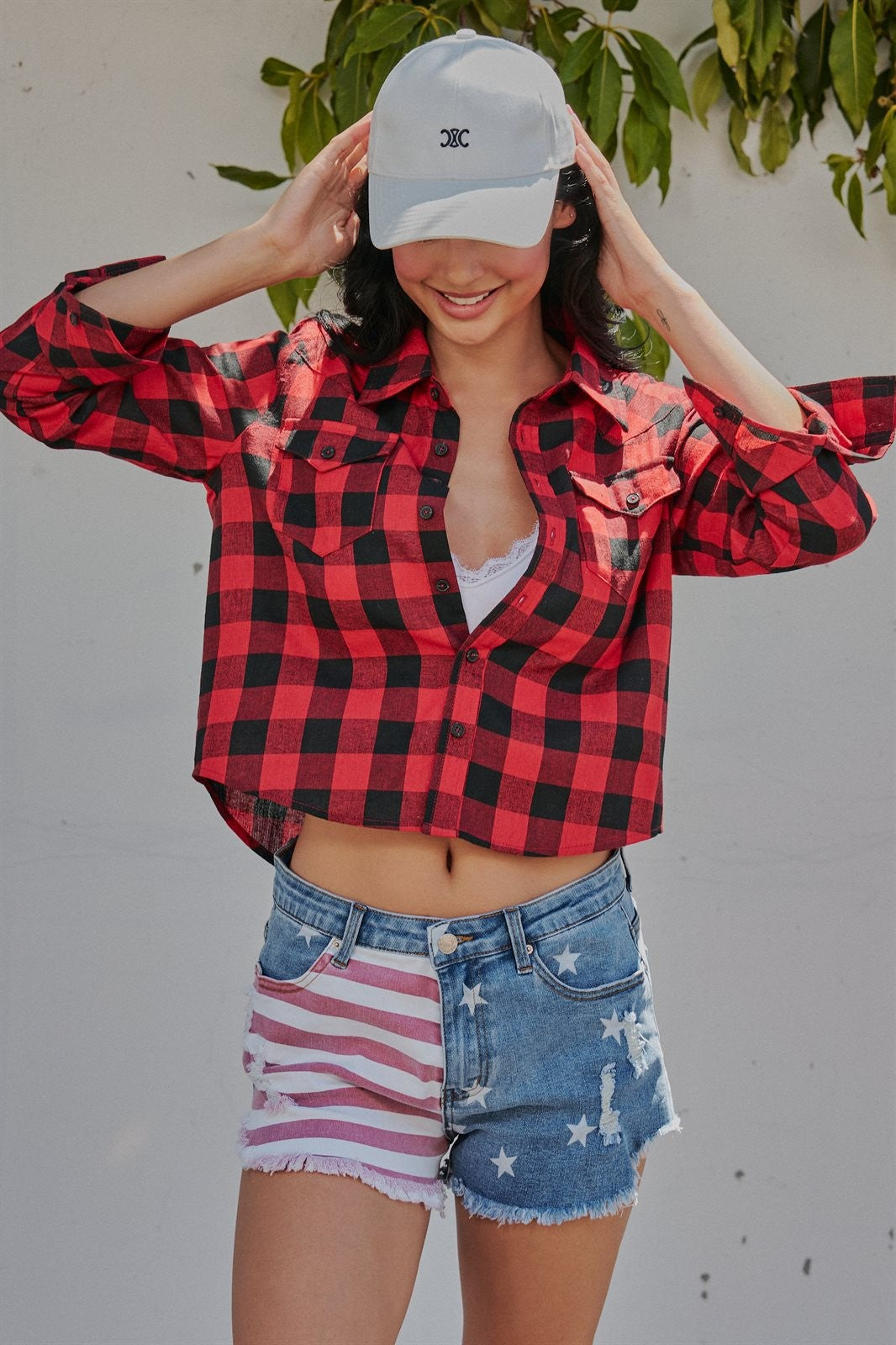 All American Girl Cutoff Denim Shorts in LT DENIM - Women's Casual Shorts | Urban Daizy