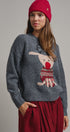 Rudolph Crewneck Knit Sweater in GREY - Women's Sweaters | Urban Daizy