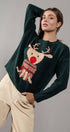Urban Daizy Rudolph Reindeer Knit Crewneck Sweater Grey Knit Sweater - Women's (UDZ-KN-00538) – alternate view 12