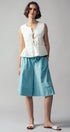 Urban Daizy Pleated Bow Front White Top Ivory Blouse - Women's (UDZ-DR-00389) – alternate view 16
