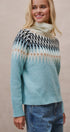 Icelandic Yoke Turtleneck Sweater in PASTEL BLUE - Women's Sweaters | Urban Daizy