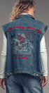 Urban Daizy Western Sunset Embroidered Denim Vest Denim-Blue Outerwear Vest - Women's (UDZ-TP-00813) – alternate view 13