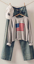 Urban Daizy Cropped USA Flag Graphic Sweatshirt H-Grey Graphic Sweatshirt - Women's (UDZ-TP-00814) – alternate view 4