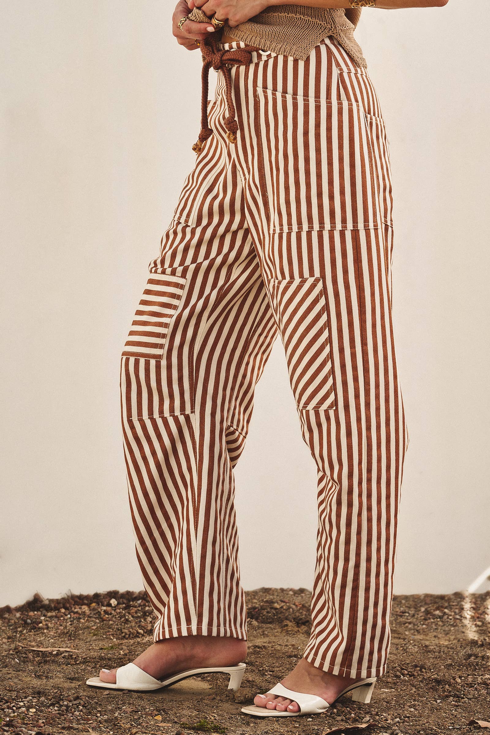 Railroad Striped Patch Pocket Spring Utility Pants