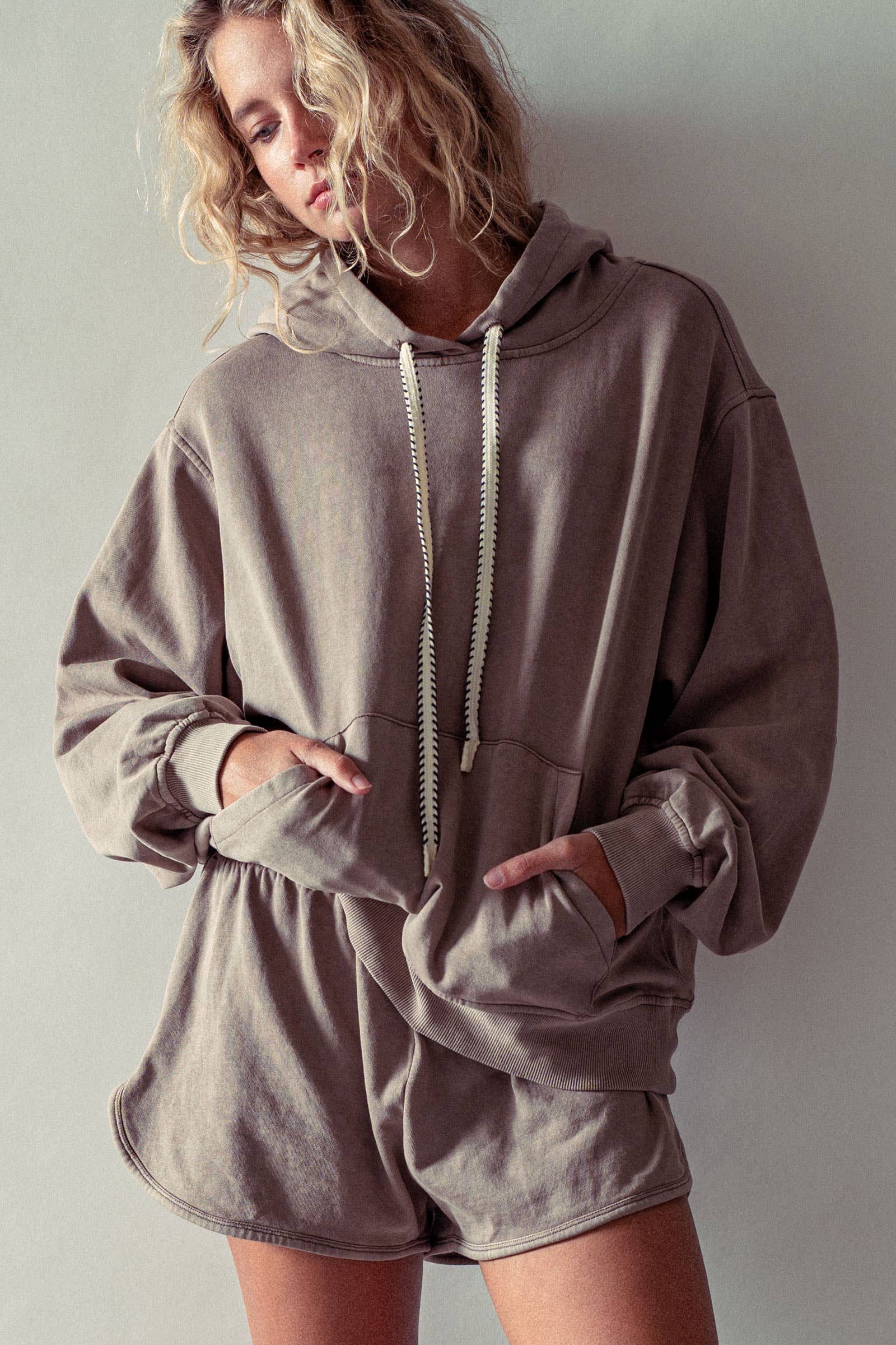 Vintage Wash Oversized Brushed Hoodie