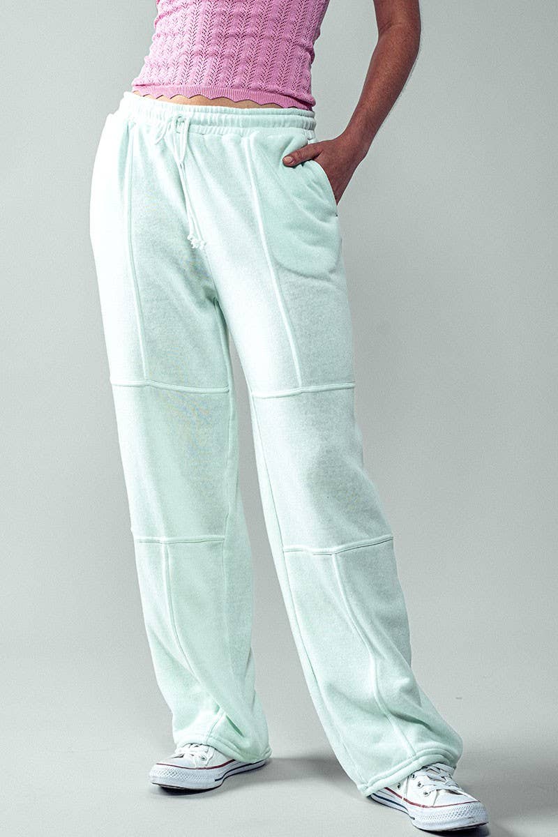 Urban Daizy Mineral Wash Drawstring Elastic Cuff Casual Joggers Mint Lounge Sweatpants Joggers - Women's (UDZ-PT-00153)