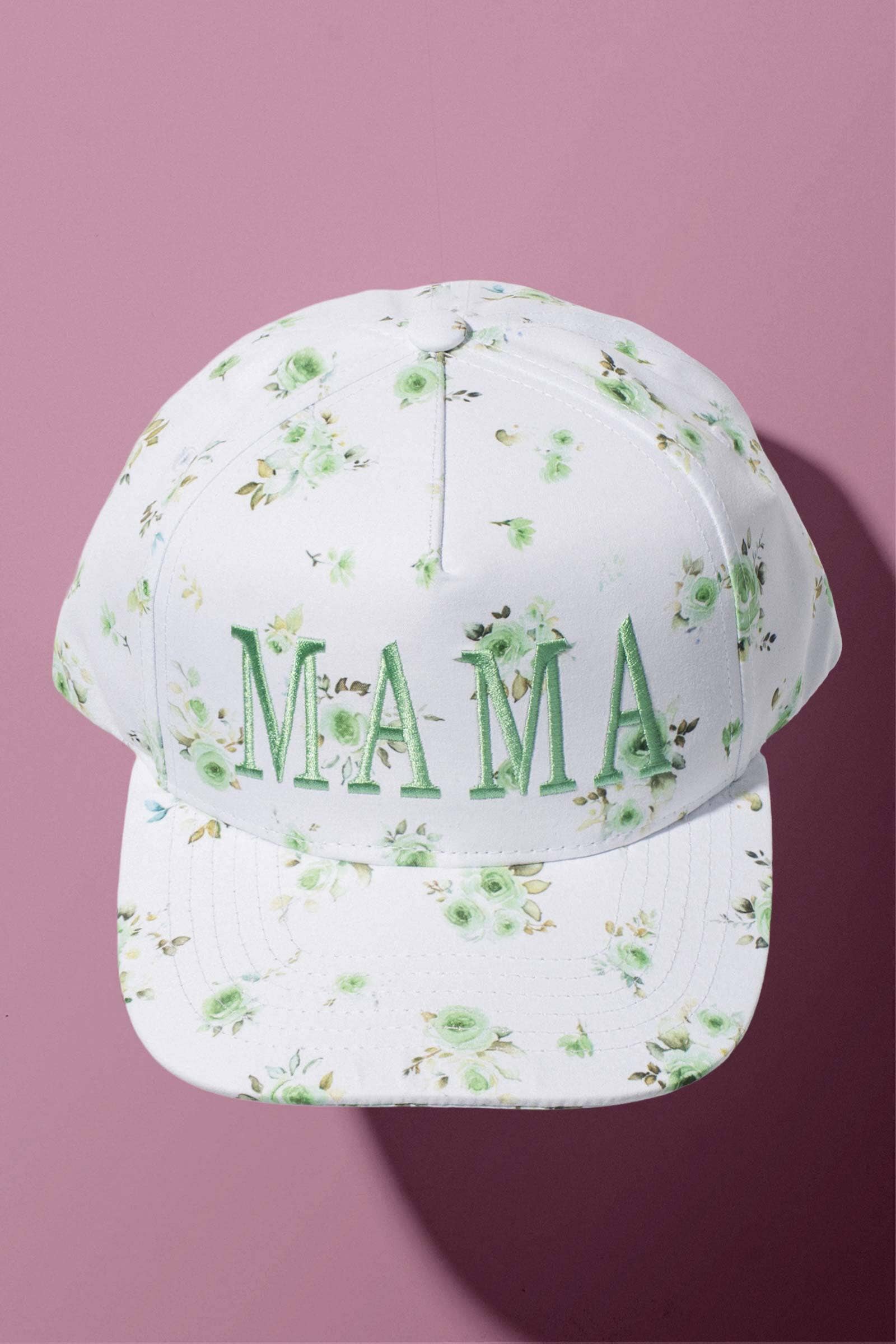MAMA Floral Embroidered Trucker Cap