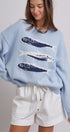 Seaside Sardine Oversized Summer Knit Sweater in BLUE - Women's Sweaters | Urban Daizy