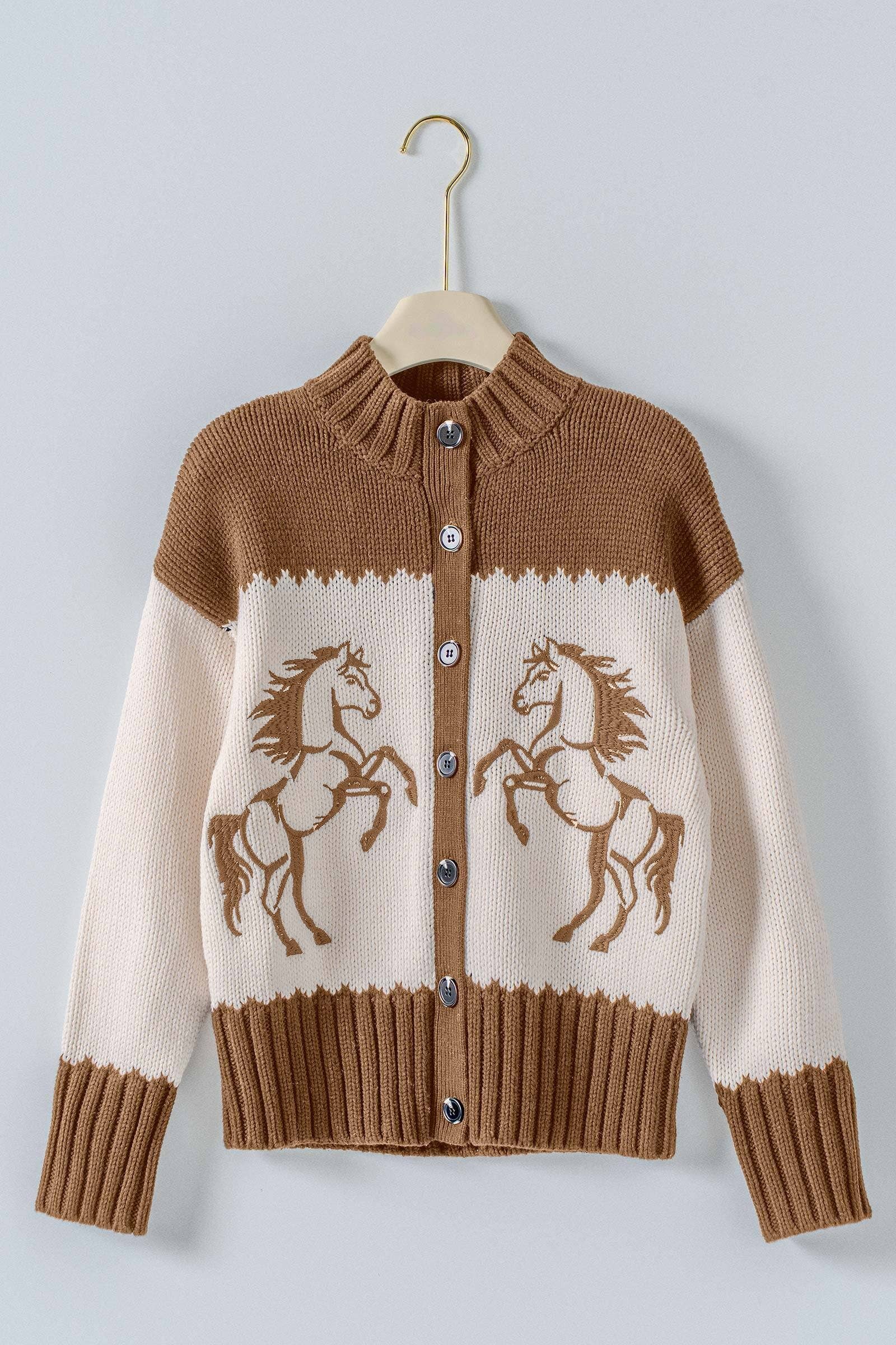 Urban Daizy Western Horse Intarsia Knit Cardigan Black-Ivory Cardigan - Women's (UDZ-KN-01055) – alternate view 3