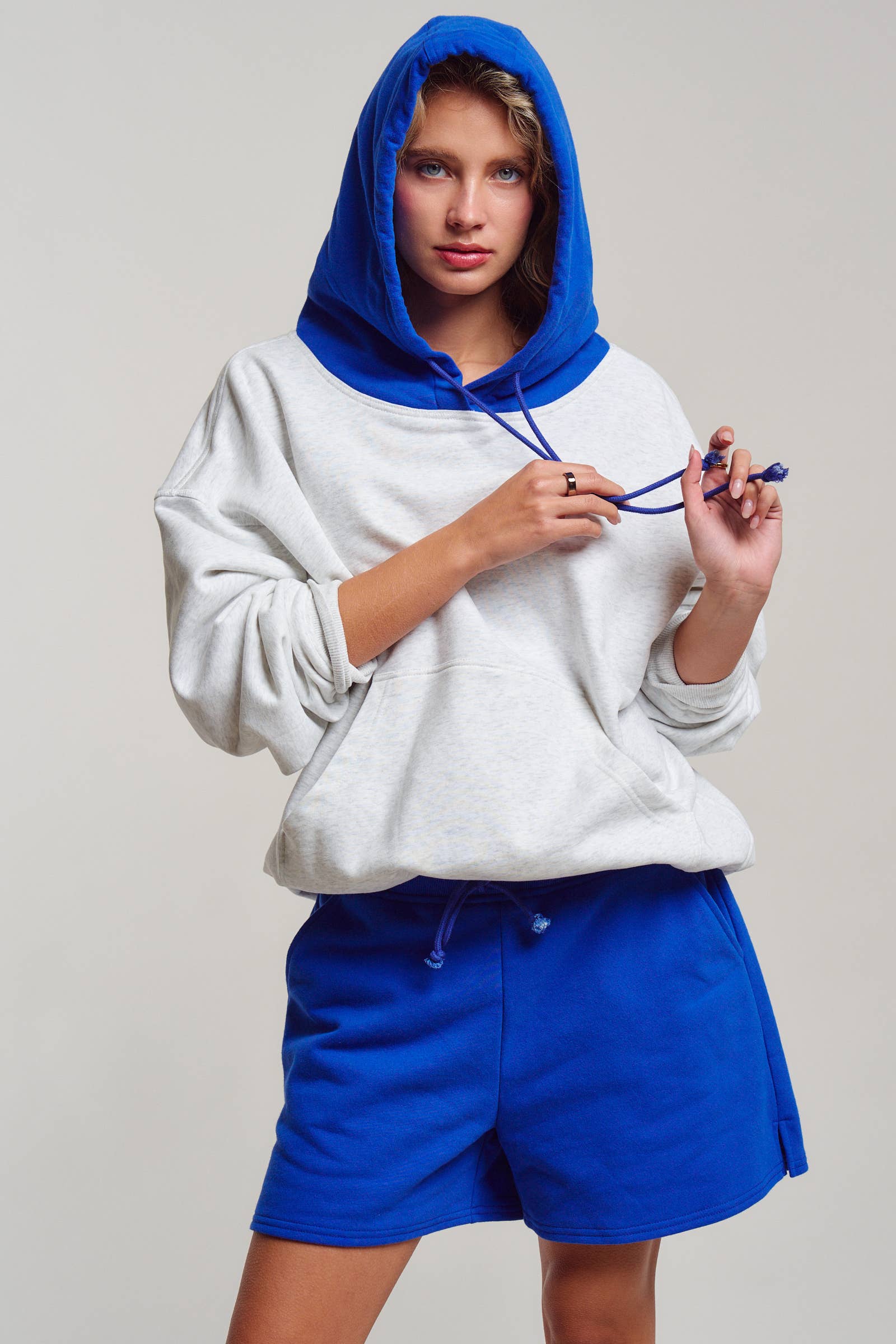 Contrast Hood Colorblock Pullover Hoodie