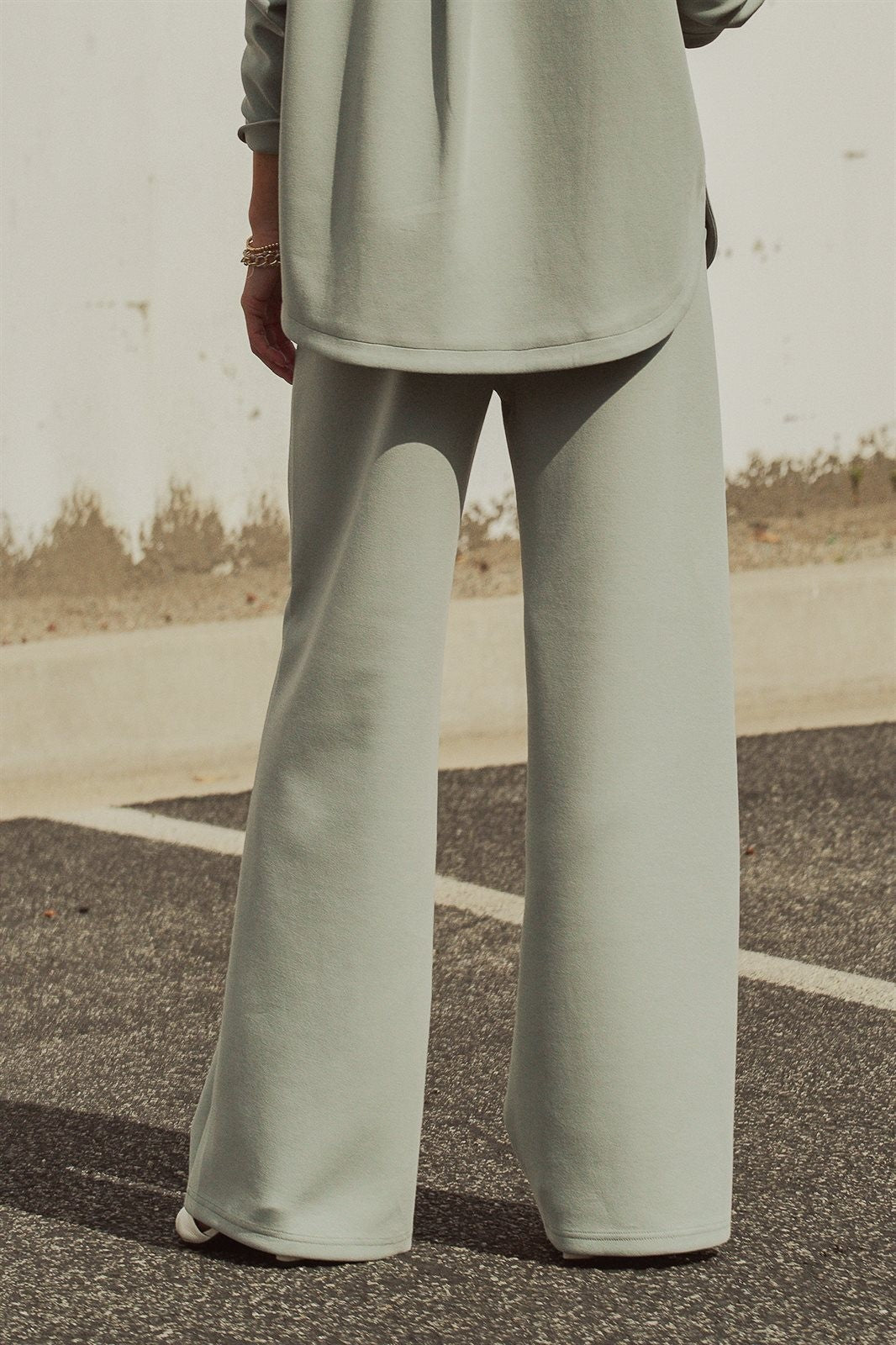 Cotton Blend Wide Leg Drawstring Lounge Pants