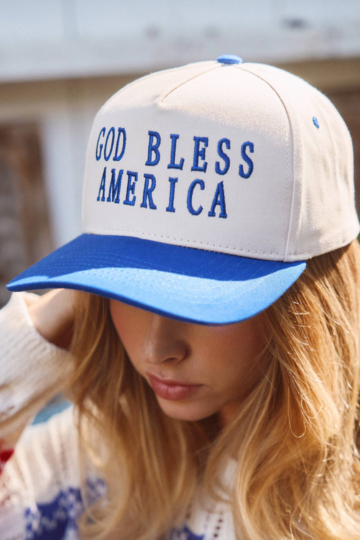 GOD BLESS AMERICA Embroidered Trucker Hat | wholesale trucker hat - women's | Urban Daizy