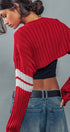 Urban Daizy Cropped Ribbed Knit V-Neck Sweater H-Grey Knit Top - Women's (UDZ-TP-00637) – alternate view 6