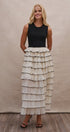 Tiered Ruffle Maxi Dress with Contrast Trim in BLACK - Women's Cocktail Dresses | Urban Daizy