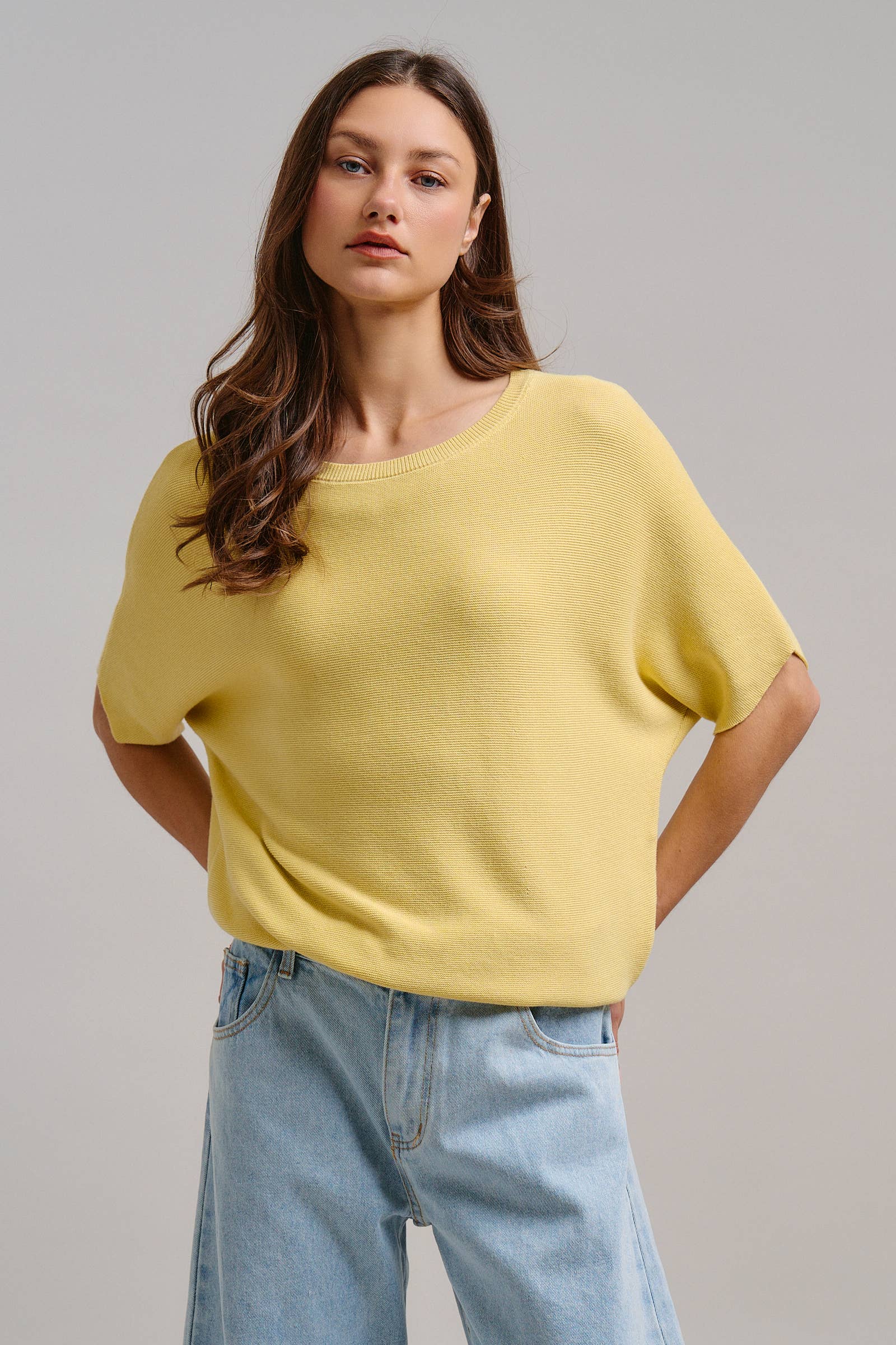 Relaxed Dolman Sleeve Knit Sweater Top