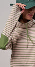 Striped Cowl Neck Drawstring Pullover Sweatshirt in PINK - Women's Sweatshirts & Hoodies | Urban Daizy