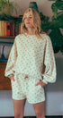 Urban Daizy Floral Balloon Sleeve Sweatshirt and Shorts Set Creamy-Beige Lounge Set - Women's (UDZ-AC-00210) – alternate view 10