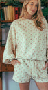 Urban Daizy Floral Balloon Sleeve Sweatshirt and Shorts Set Creamy-Beige Lounge Set - Women's (UDZ-AC-00210) – alternate view 3