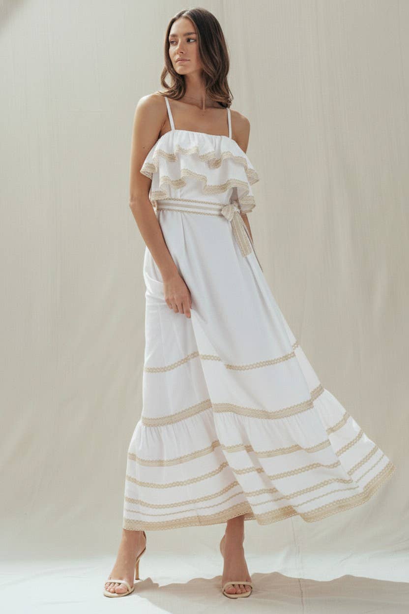 Urban Daizy Rickrack Trim Tiered Ruffle Cotton Maxi Dress Black Dress - Women's (UDDR0346) – alternate view 15