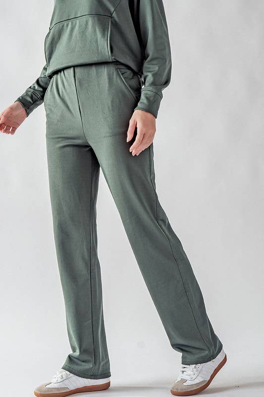 High-Waisted Wide-Leg Micro Fleece Pants