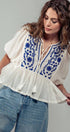 Urban Daizy Boho Embroidered Puff Sleeve Ruffle Blouse White Blouse - Women's (UDZ-TP-00705) – alternate view 5