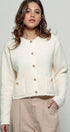 Urban Daizy Textured Button Front Cropped Knit Cardigan Beige Knit Top - Women's (UDZ-TP-00751) – alternate view 2