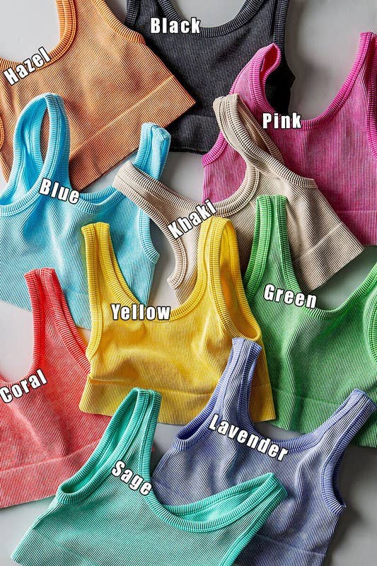 Urban Daizy Mineral Wash Ribbed Scoop Neck Crop Tank Top Black Tank Top - Women's (UDZ-TP-00275) – alternate view 15