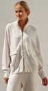 Scuba Zip Up Track Bomber Jacket Pilates Athflow for Women in WHITE MELANGE - Women's Jackets & Blazers | Urban Daizy