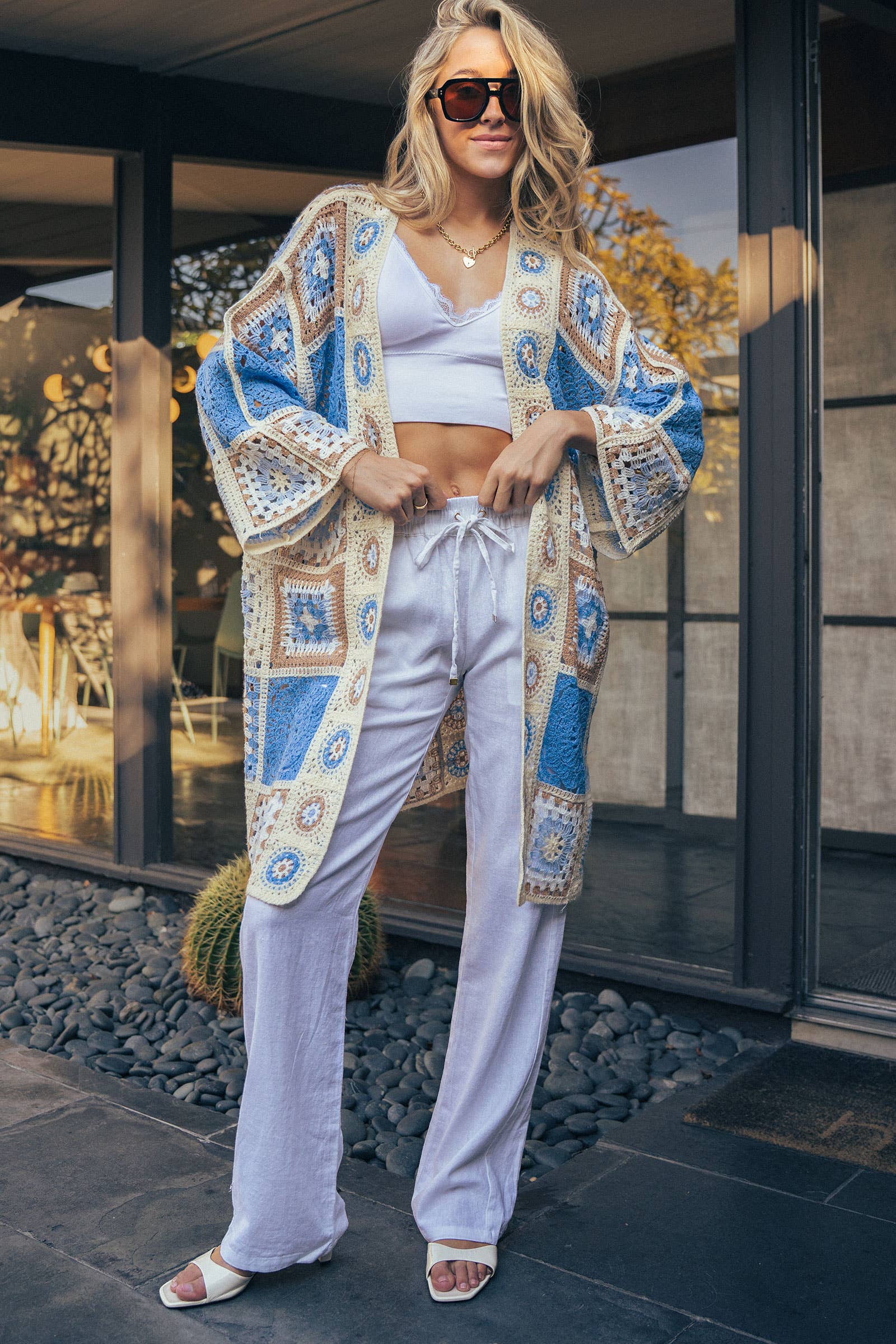 Granny Square Crochet Patchwork Duster Cardigan