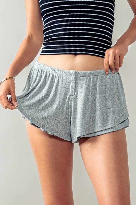 Urban Daizy Bamboo Blend Ruffled Lounge Shorts Black Lounge Shorts - Women's (UDZ-PT-00267) – alternate view 4