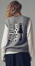 Urban Daizy Cat Print Knit Sweater Vest Grey Sweater Vest - Women's (UDZ-TP-00814)
