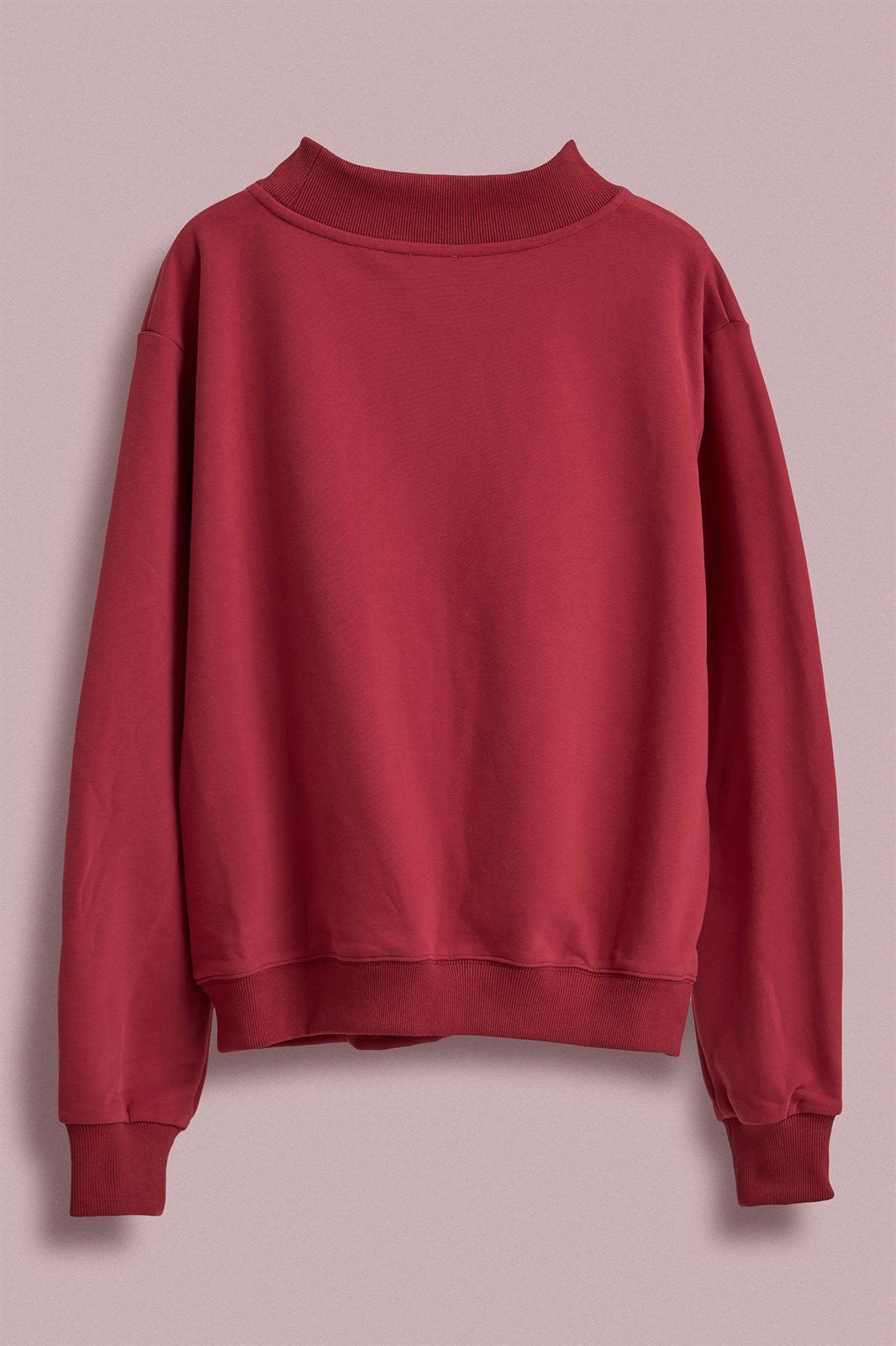 USA Polka Dot Varsity Letter Mock Neck Sweatshirt in BURGUNDY - Women's Sweatshirts & Hoodies | Urban Daizy