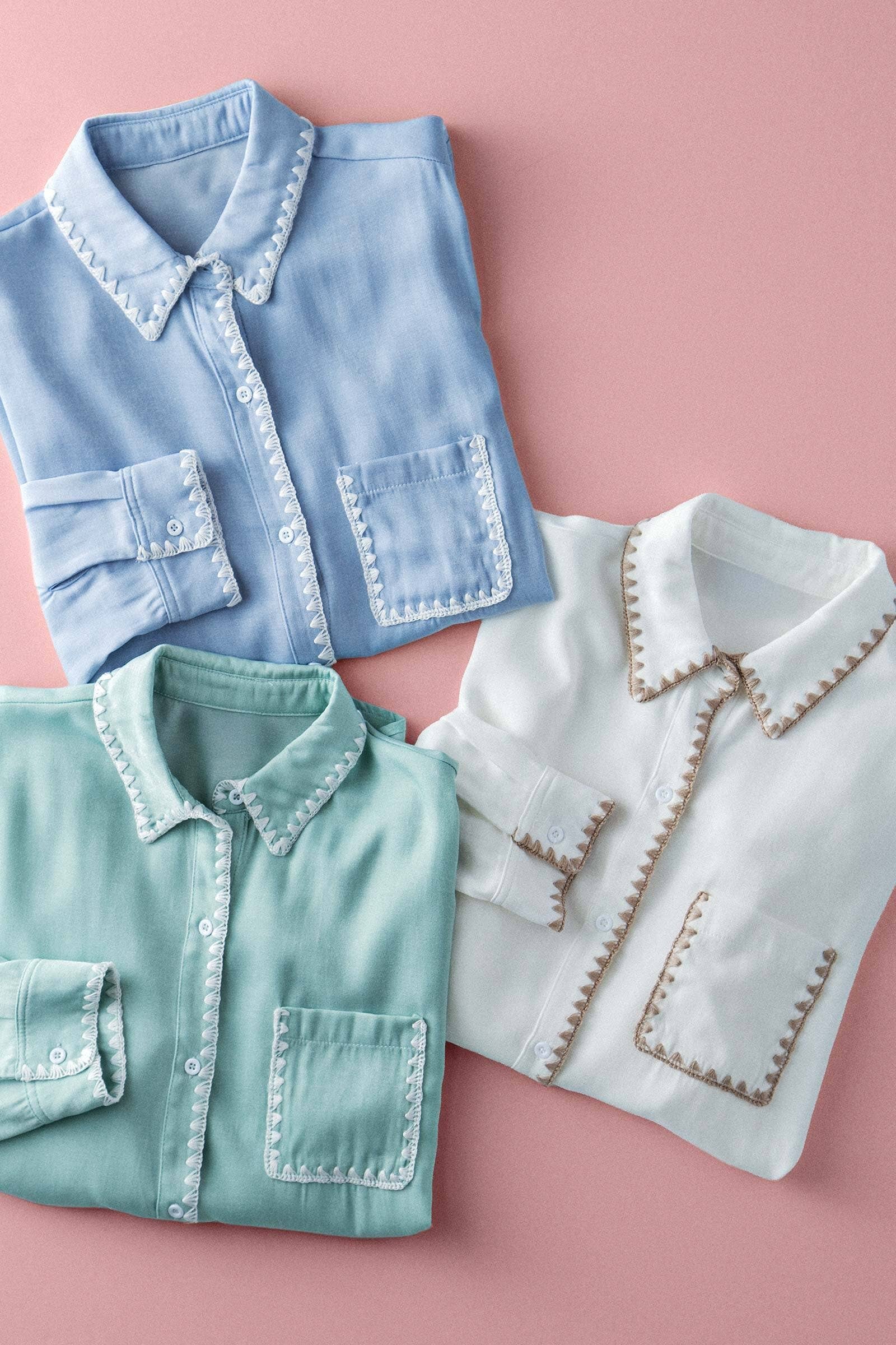 Urban Daizy Smooth Silk Long Sleeve Dress Shirt Denim Button Down Shirt - Women's (UDZ-TP-00735) – alternate view 2