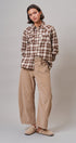 Buffalo Plaid Cropped Flannel Button Down Shirt