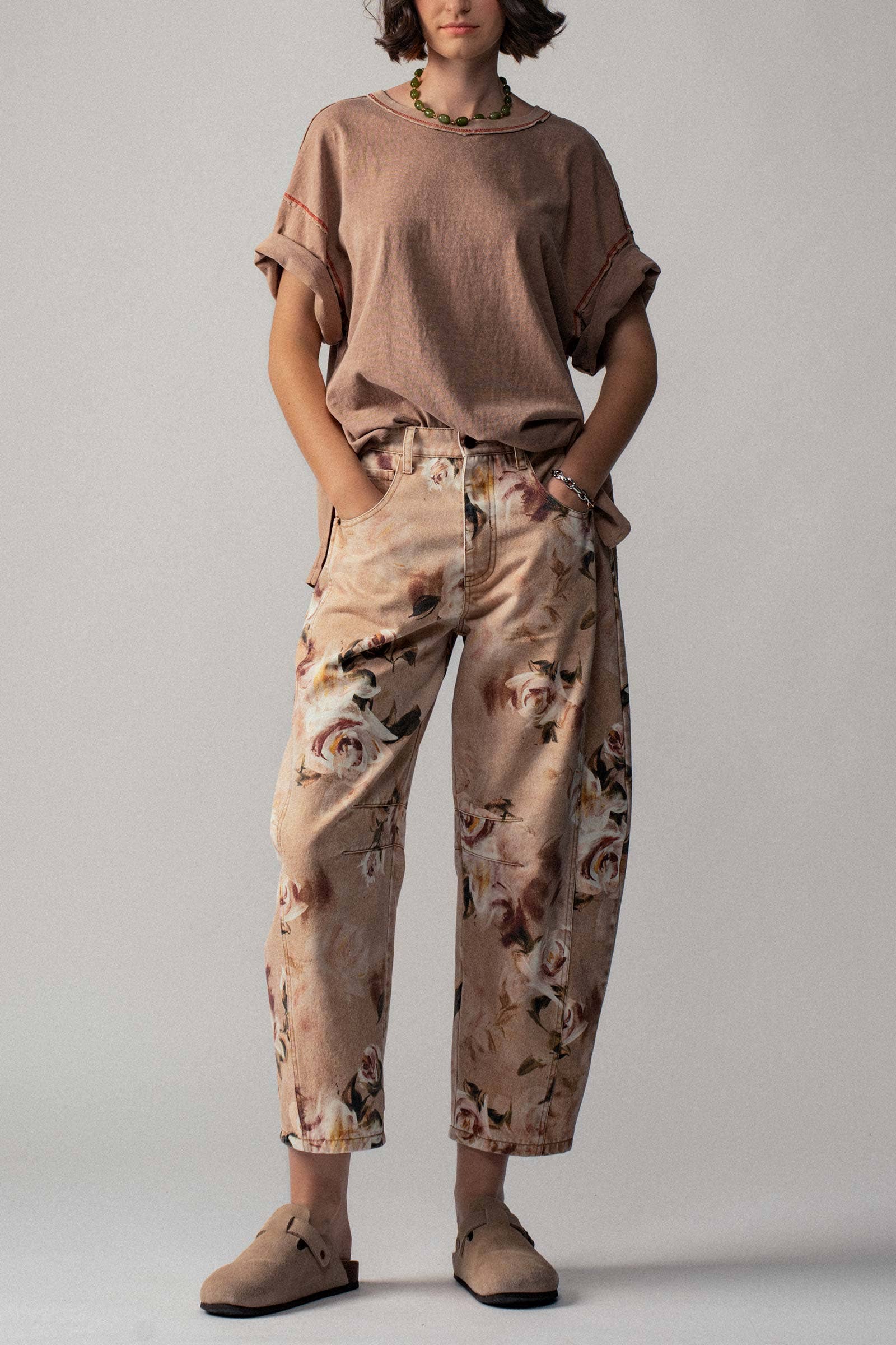 Urban Daizy Vintage Rose Print Wide Leg Jeans Multi Jeans - Women's (UDPT0093-Multi) – alternate view