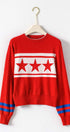 Urban Daizy Americana Triple Star Knit Sweater Varsity Stripe White Knit Sweater - Women's (UDZ-KN-01054) – alternate view 3