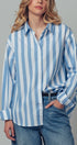 Urban Daizy Oversized Stripe Button Down Collared Shirt Blue Button Down Shirt - Women's (UDZ-TP-00759) – alternate view 2