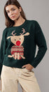 Urban Daizy Rudolph Reindeer Knit Crewneck Sweater Grey Knit Sweater - Women's (UDZ-KN-00538) – alternate view 7