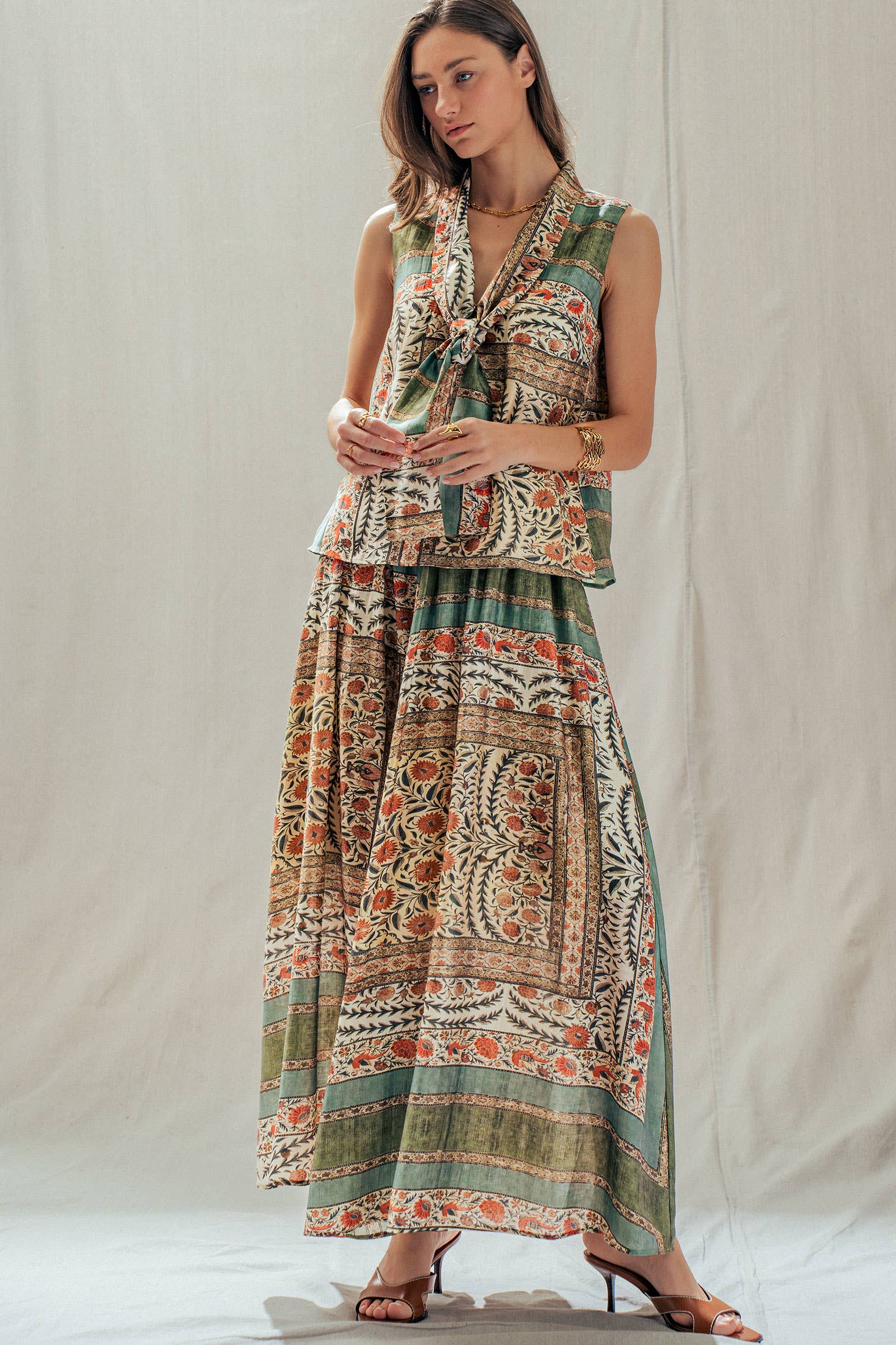 Urban Daizy Botanical Bird Print Tencel Blend Maxi Skirt Multi Skirt - Women's (UDSK0101-Multi) – alternate view 12