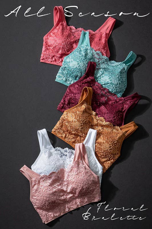 Urban Daizy Romantic Lace Longline Bralette Top Brick Bralette - Women's (UDZ-TP-00022) – alternate view 9