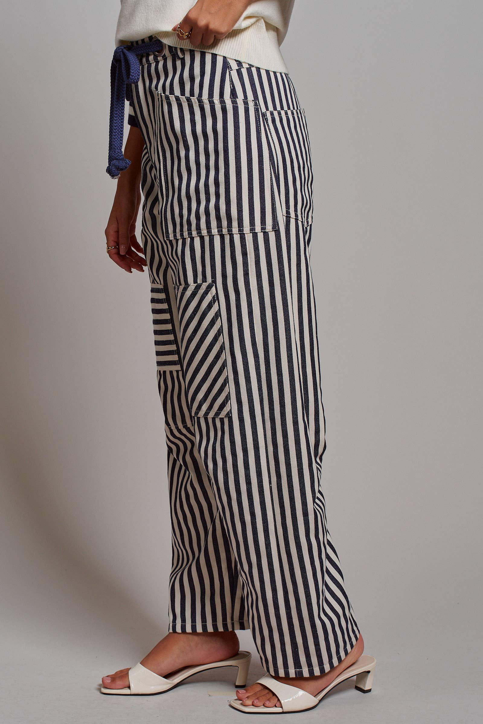 Railroad Striped Patch Pocket Spring Utility Pants