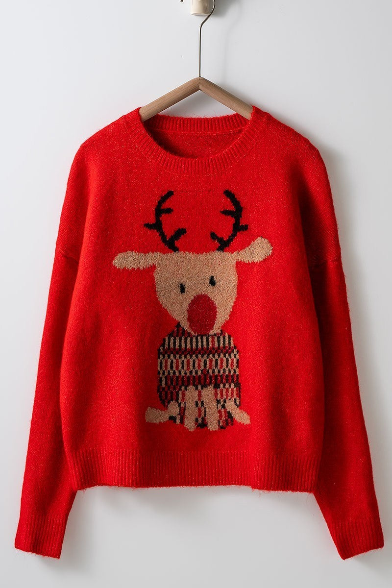 Rudolph Crewneck Knit Sweater in TAUPE	 - Women's Sweaters | Urban Daizy